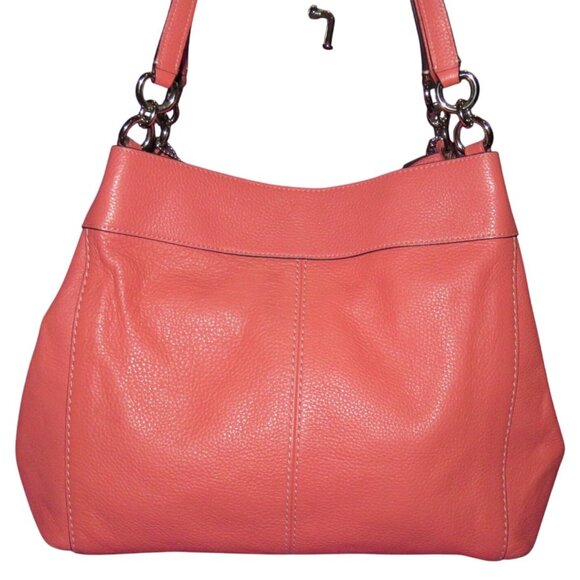 Coach Lexy Shoulder Bag studded Refined pebble Coral leather & matching purse - Picture 2 of 15